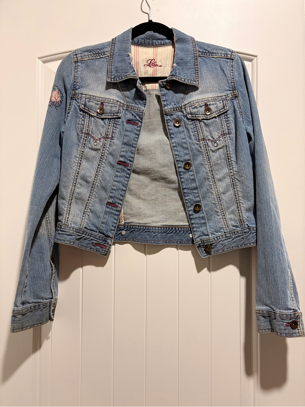 Lilu Light Blue Denim Trucker Jacket with Subtle Embroidery